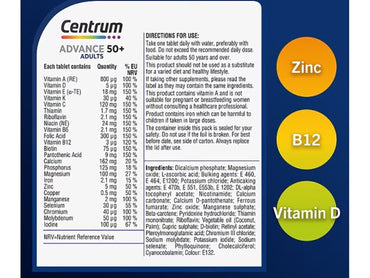 Centrum Advance 50+ Multivitamins & Minerals 100 Tablets