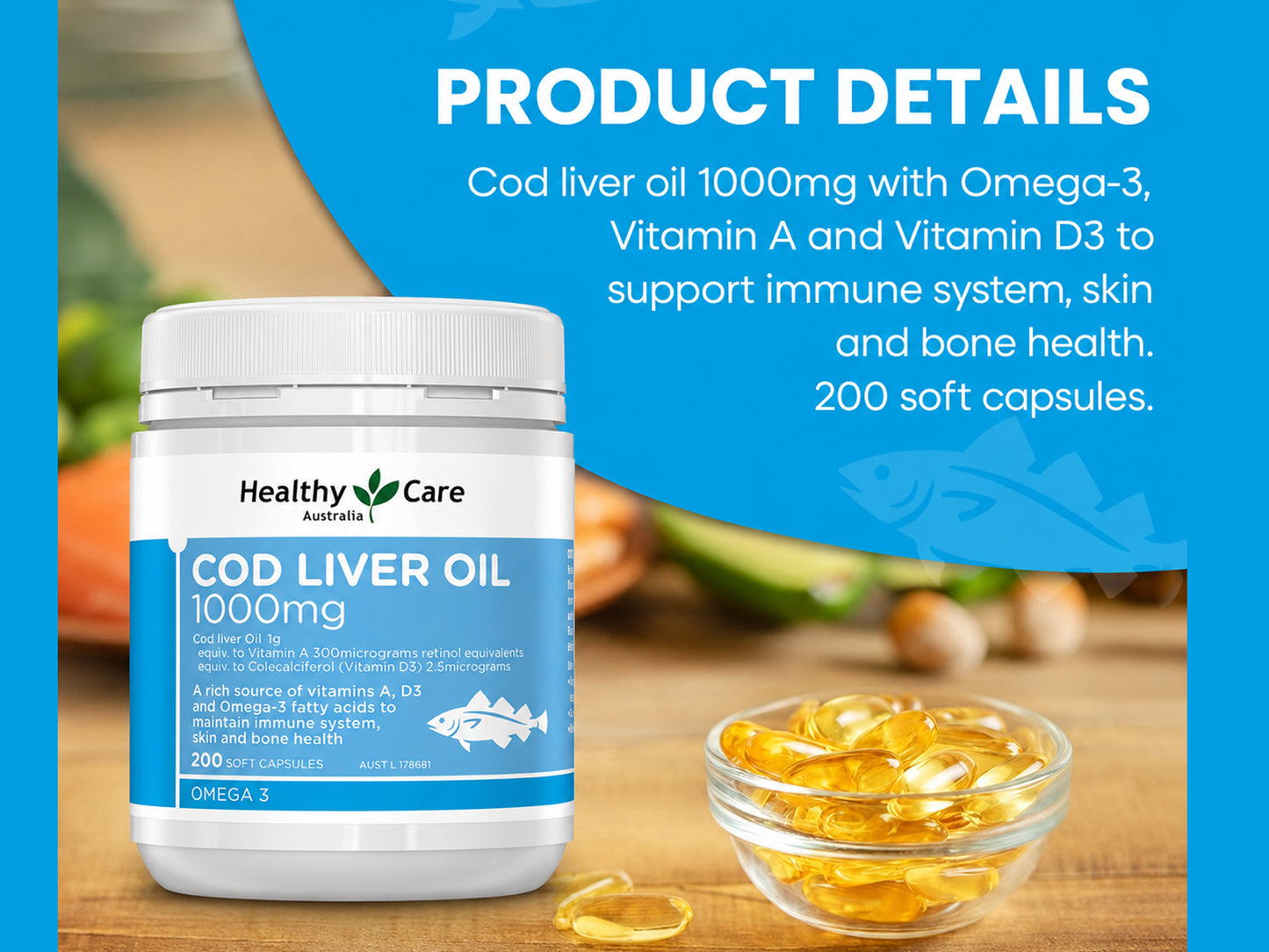 Healthy Care Cod Liver Oil 1000mg 200 Soft Capsules