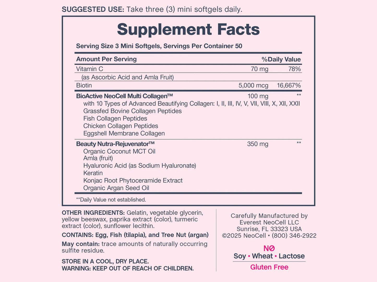 Neocell Hair Skin Nails Minis Multi Collagen Bio-Peptides 150 Softgels
