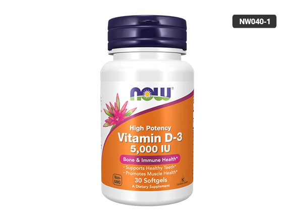 Now Vitamin D3 5000 IU 30 Softgels - Support healthy teeth and promote muscle health.