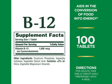 Nature’s Bounty Vitamin B12 1000 mcg 100 Tablets in Sri Lanka