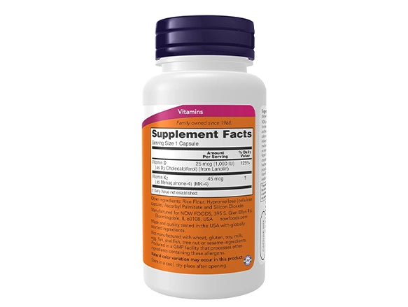 Now Vitamin D-3 & K-2 1000IU 120 Capsules in Sri Lanka