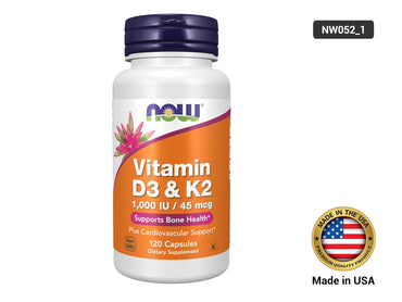 Now Vitamin D-3 & K-2 1000IU 120 Capsules in Sri Lanka
