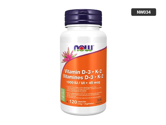 Now Vitamin D-3 & K-2 1000IU 120 Veg Capsules - NW034 in Sri Lanka