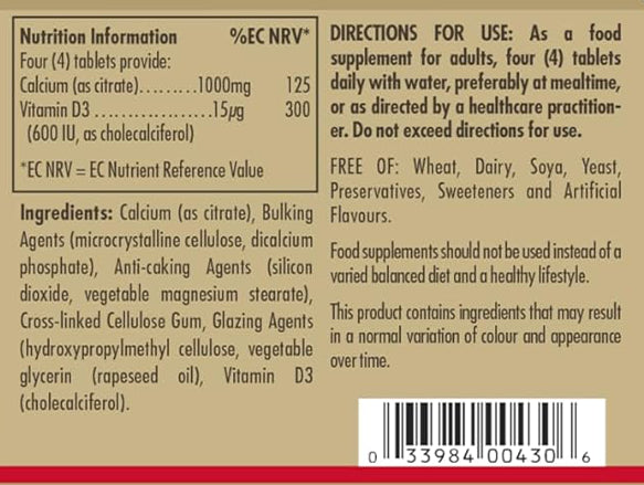Solgar Calcium Citrate with Vitamin D3 60 Tablets – helps boost your bone health by including absorbed calcium and vitamin D3 for better use of calcium by the body.