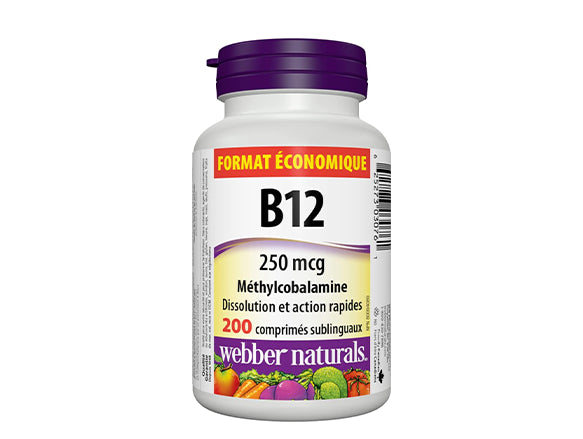 Webber Naturals Vitamin B12 250 mcg Methylcobalamin 200 Sublingual Tablets in Sri Lanka