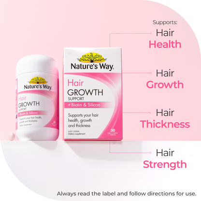 Natures Way Hair Growth Support + Biotin & Silicon 30 Tablets