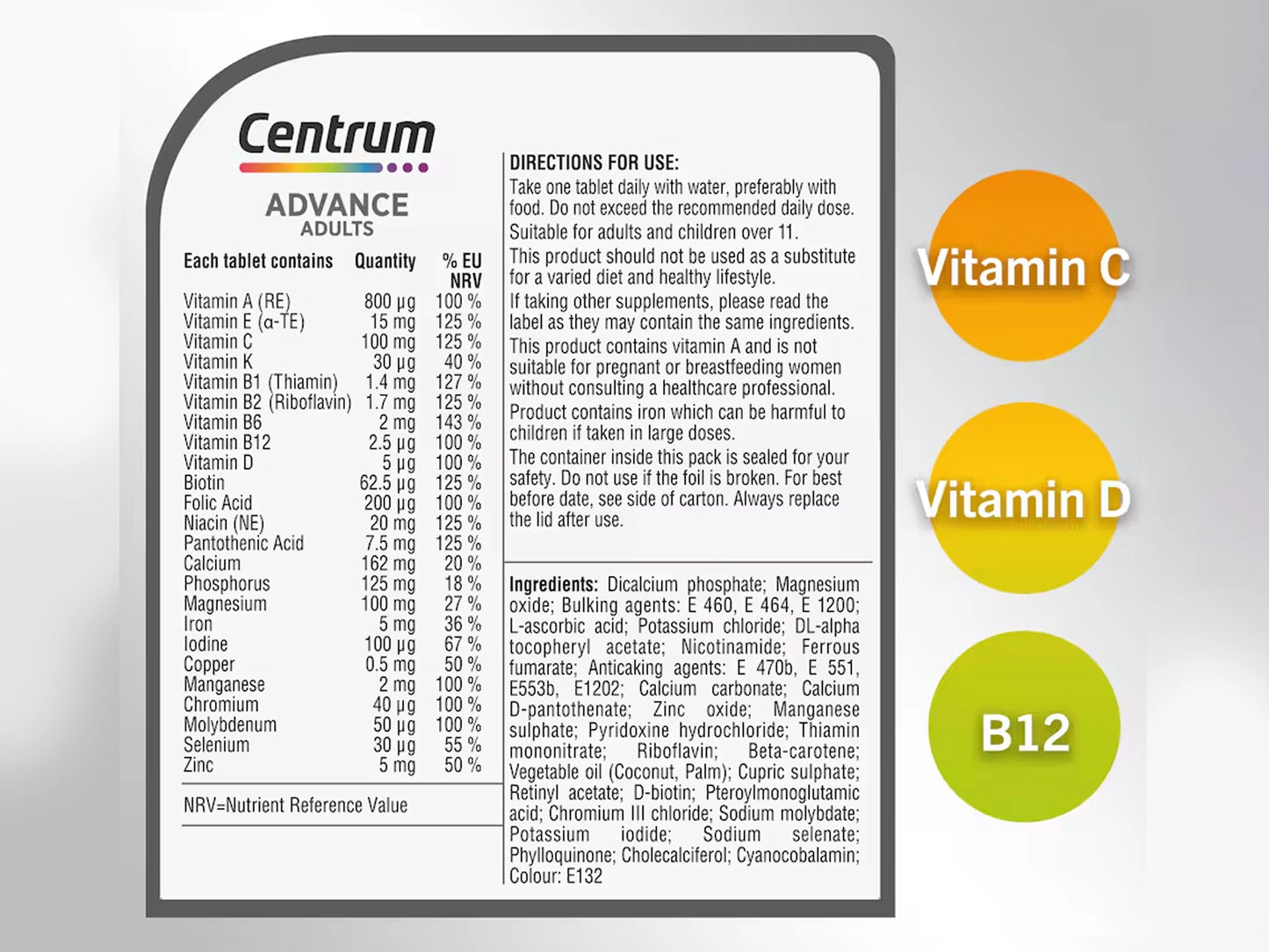 Centrum Advance Multivitamins & Minerals 30 Tablets