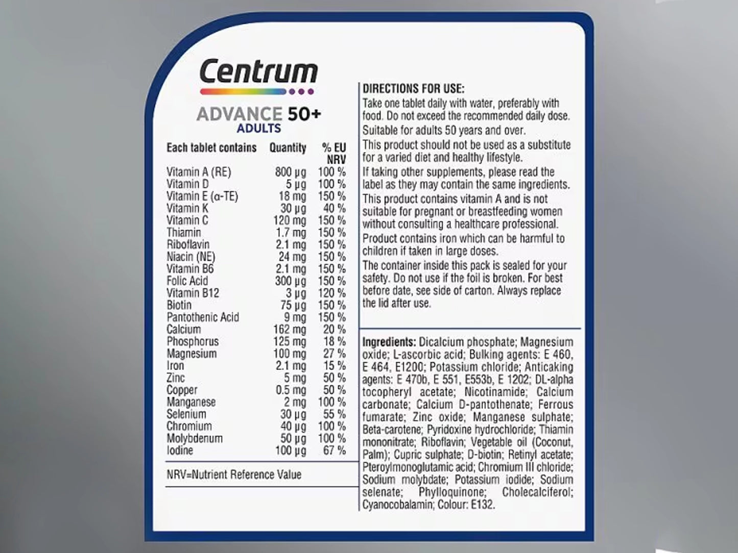 Centrum Advance 50 + Multivitamin 30 Tablets