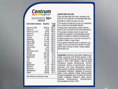 Centrum Advance 50 + Multivitamin 30 Tablets