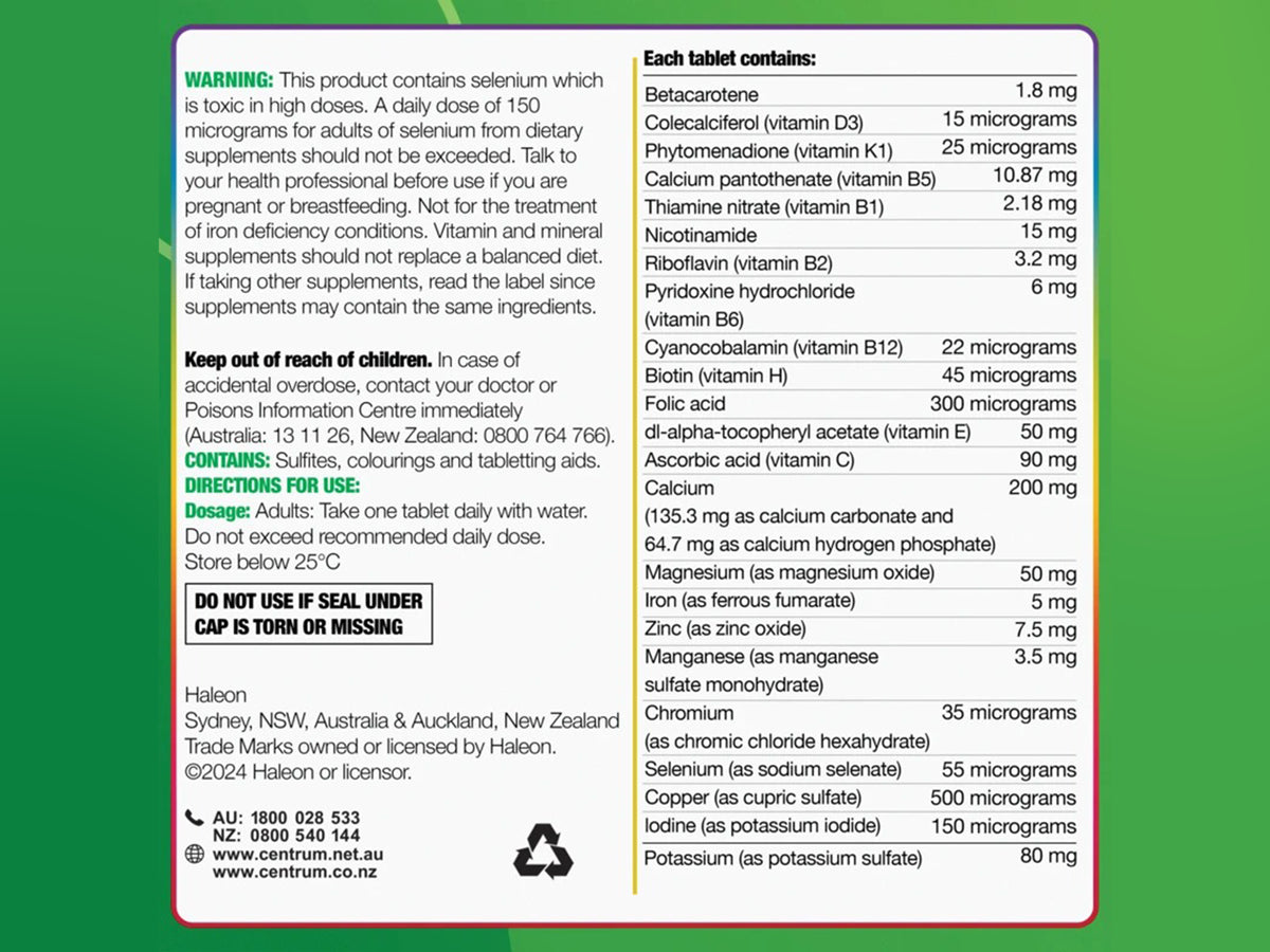 Centrum Advance For Adults Multivitamin 100 Tablets