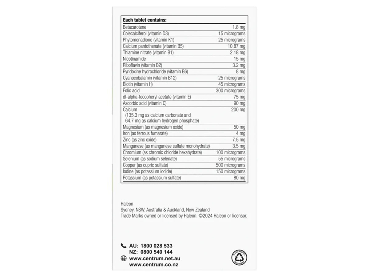 Centrum Advance 50+ For Adults 100 Tablets