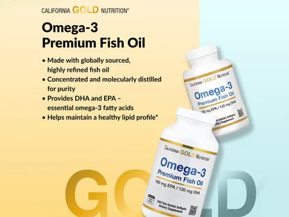 California Gold Nutrition Omega-3 Premium Fish Oil 180 Softgels in Sri Lanka