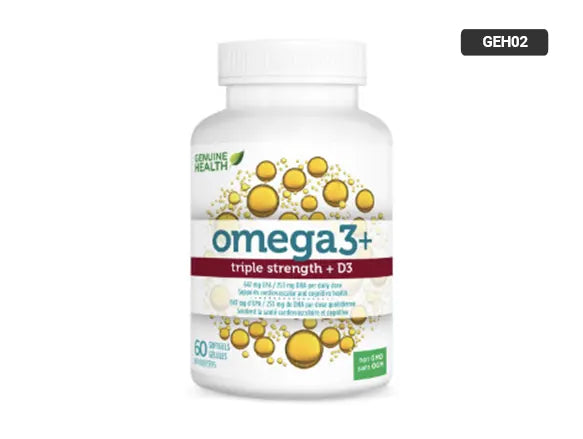 Genuine Health Omega3+ Triple Strength + D3 60 Softgels