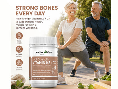Healthy Care High Strength Vitamin K2 + Vitamin D3 90 Hard Capsules