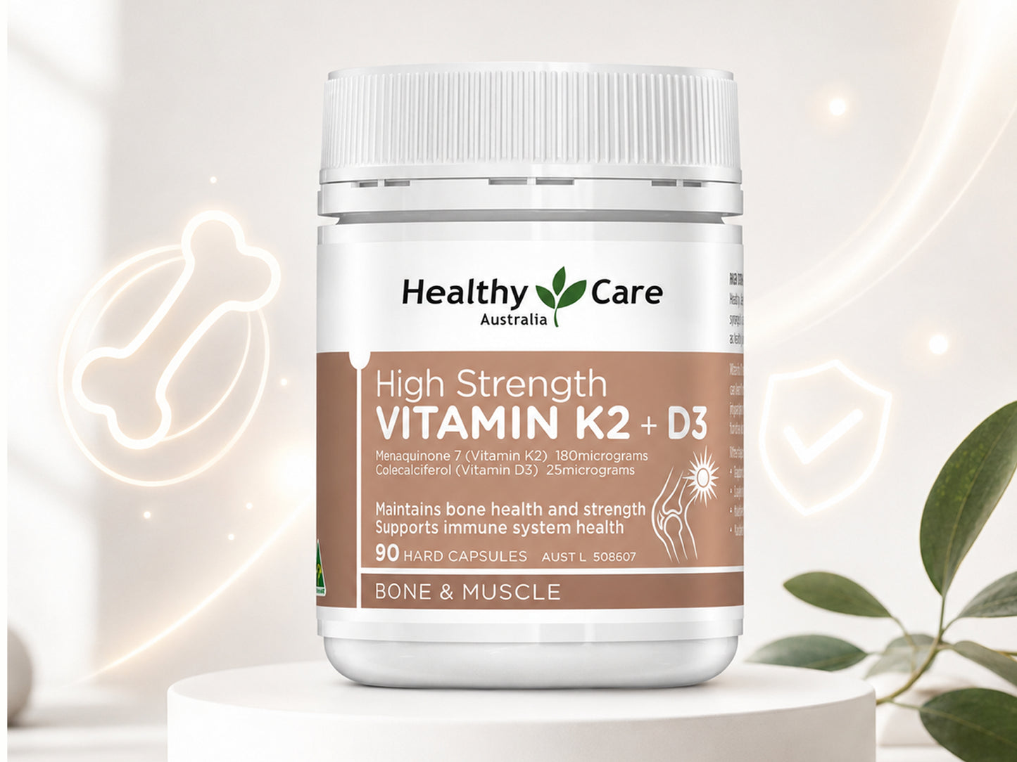 Healthy Care High Strength Vitamin K2 + Vitamin D3 90 Hard Capsules