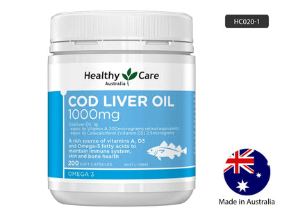 Healthy Care Cod Liver Oil 1000mg  200 Soft Capsules