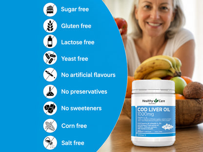 Healthy Care Cod Liver Oil 1000mg  200 Soft Capsules