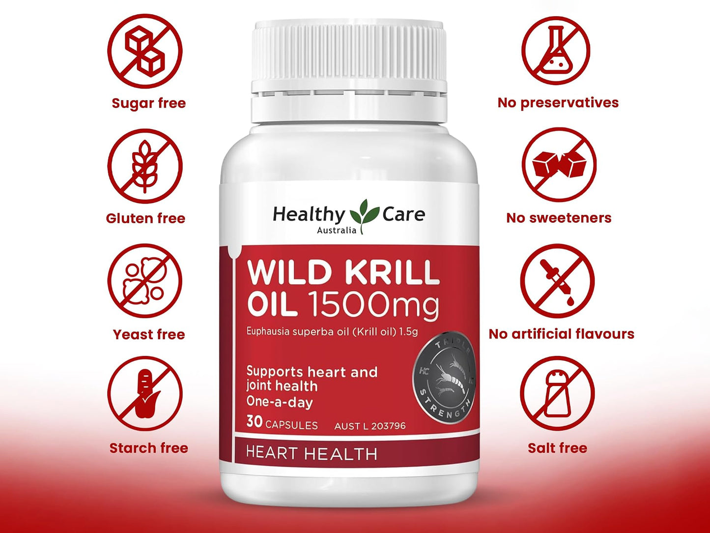 Healthy Care Wild Krill Oil 1500mg 30 Soft Capsules