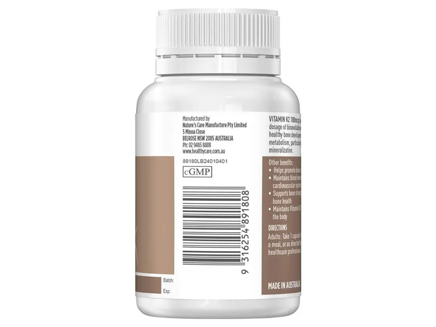 Healthy Care Vitamin K2 180mcg 50 Capsules
