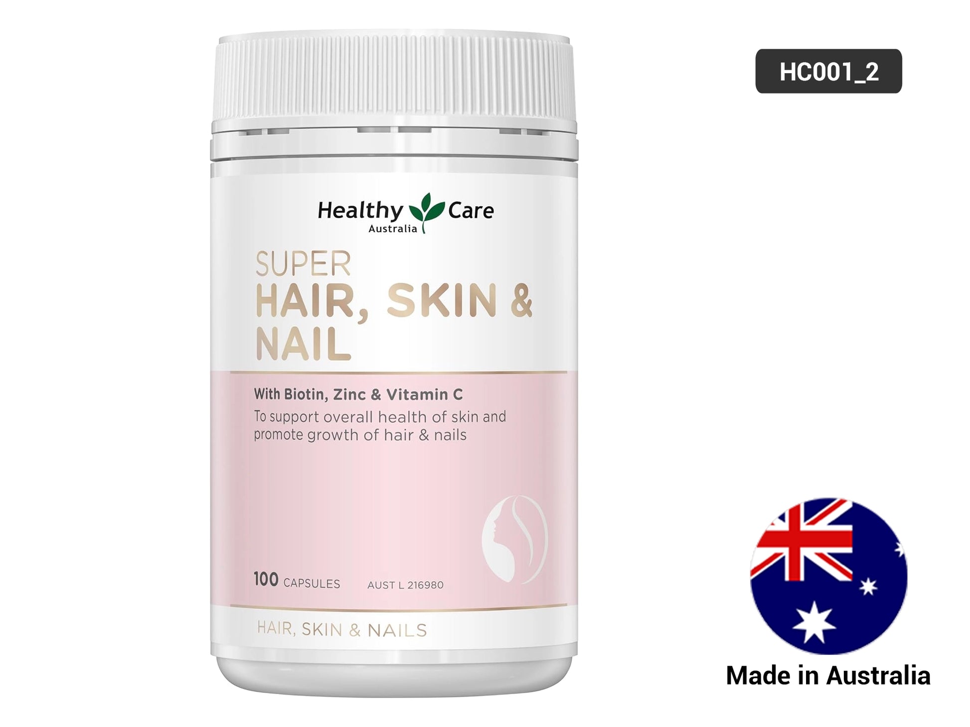 Healthy Care Hair Skin & Nails 100 Capsules with Biotin, Zinc & Vitamin C in Sri Lanka
