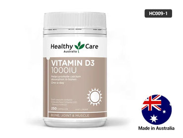 Healthy Care Vitamin D3 1000IU 250 Capsules supply a high amount of vitamin D that helps support bones, the immune system and calcium absorption.