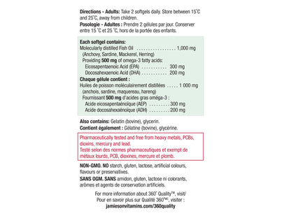 Jamieson Omega 3 Select 1000mg 200 Softgels