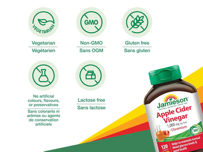 Jamieson Apple Cider Vinegar + Chromium 120 Caplets in Sri Lanka at SupplementVault.lk