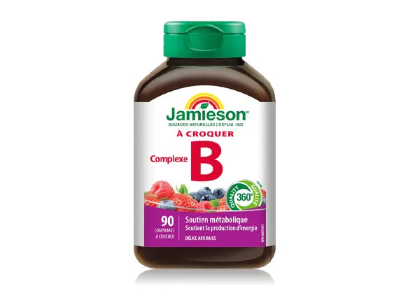 Jamieson Chewable Vitamin B Complex 90 Tablets – Supports Energy Production and Healthy Metabolism with Berry Bliss Flavor