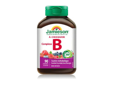 Jamieson Chewable Vitamin B Complex 90 Tablets – Supports Energy Production and Healthy Metabolism with Berry Bliss Flavor