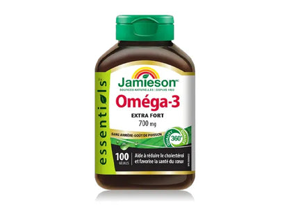 Jamieson Omega-3 Extra Strength 700mg No Fishy Aftertaste - 100 Softgels Bottle - Heart and Brain Health Supplement | Buy in Sri Lanka at SupplementVault.lk