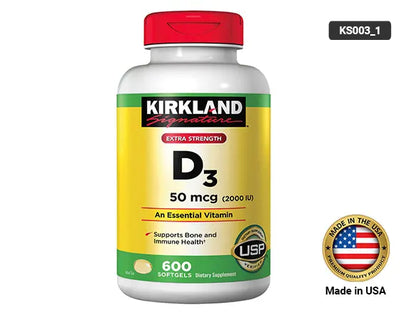 Kirkland Extra Strength D3 50 mcg (2000 IU) 600 Softgels in Sri Lanka