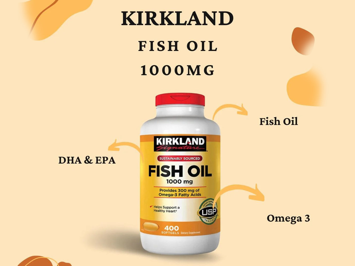 Kirkland Signature Fish oil 1000mg 400 Softgels in Sri Lanka
