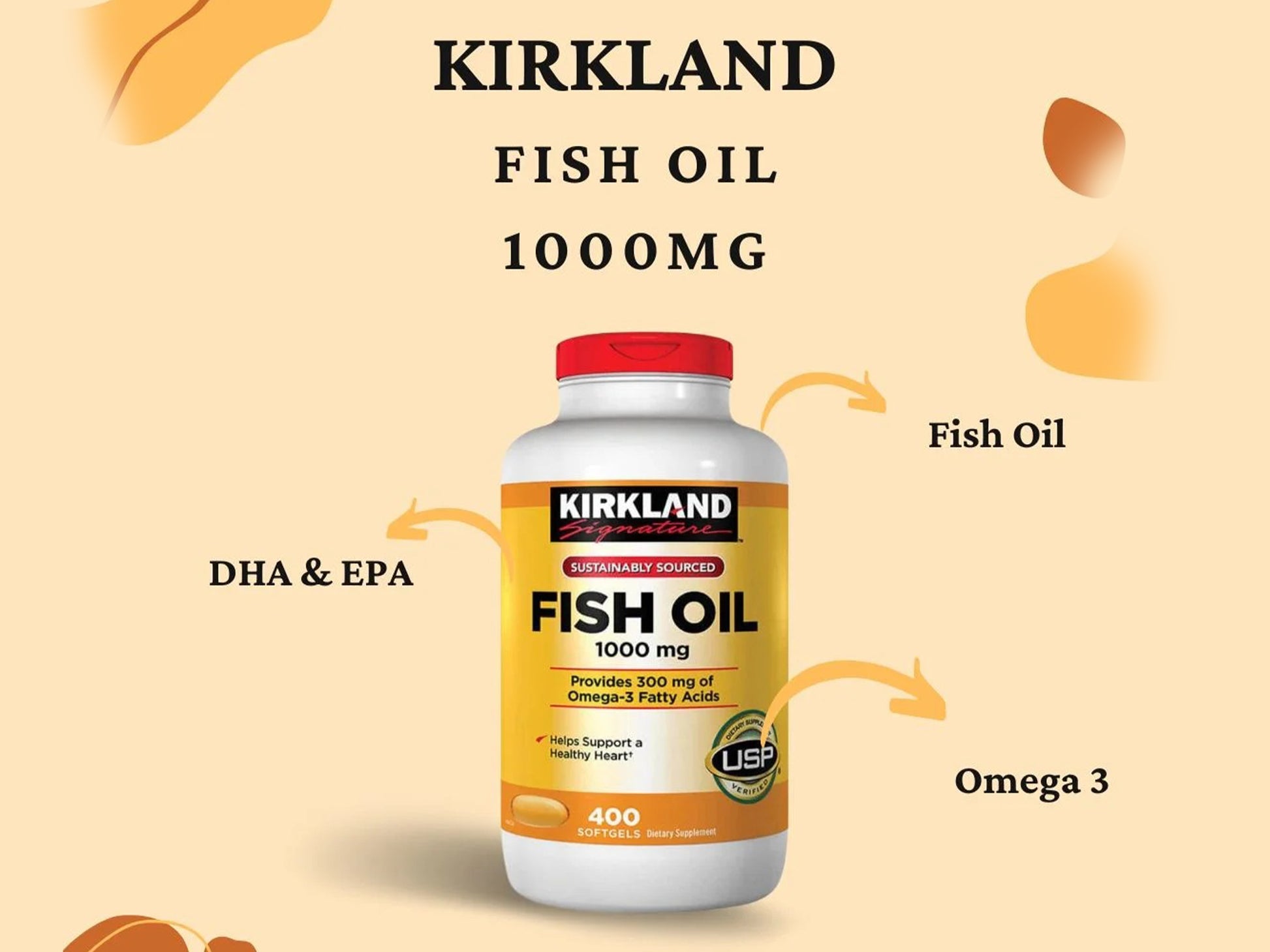 Kirkland Signature Fish oil 1000mg 400 Softgels in Sri Lanka