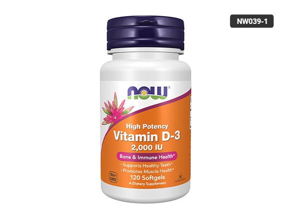 Now Vitamin D3 2000 IU (USA) 120 Softgels - support healthy teeth and promotes muscle health.