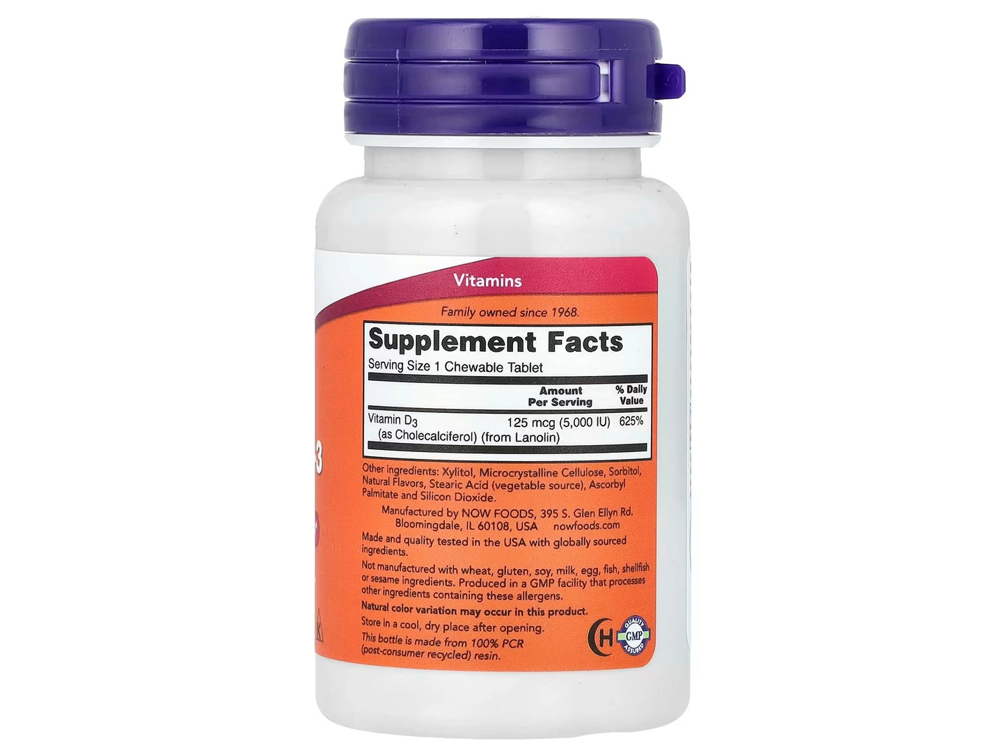 NOW Vitamin D-3 5000 IU 120 Chewables