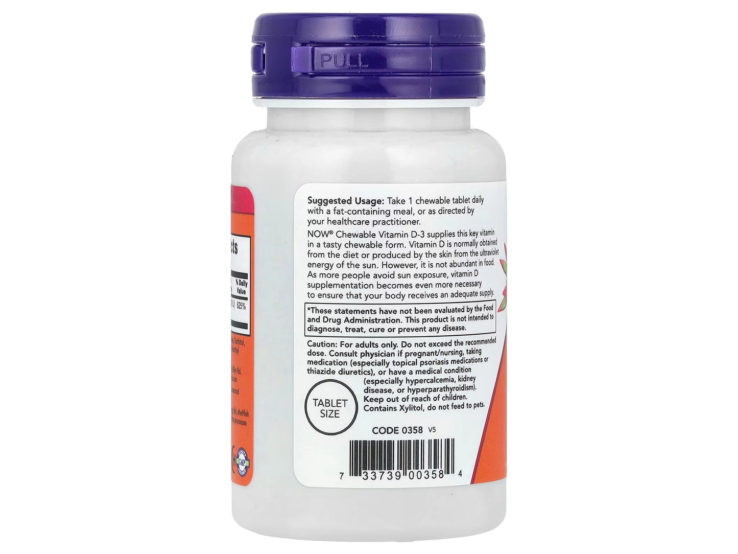 NOW Vitamin D-3 5000 IU 120 Chewables