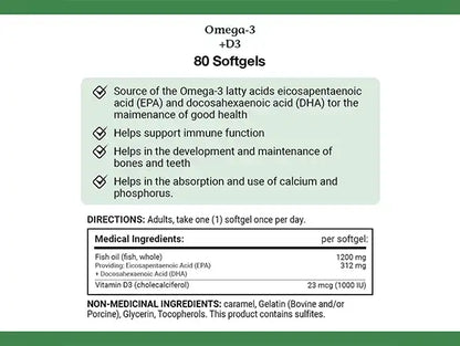 Nature’s Bounty Omega-3 + Vitamin D3 Fish Oil 1200mg 90 Softgels in Sri Lanka