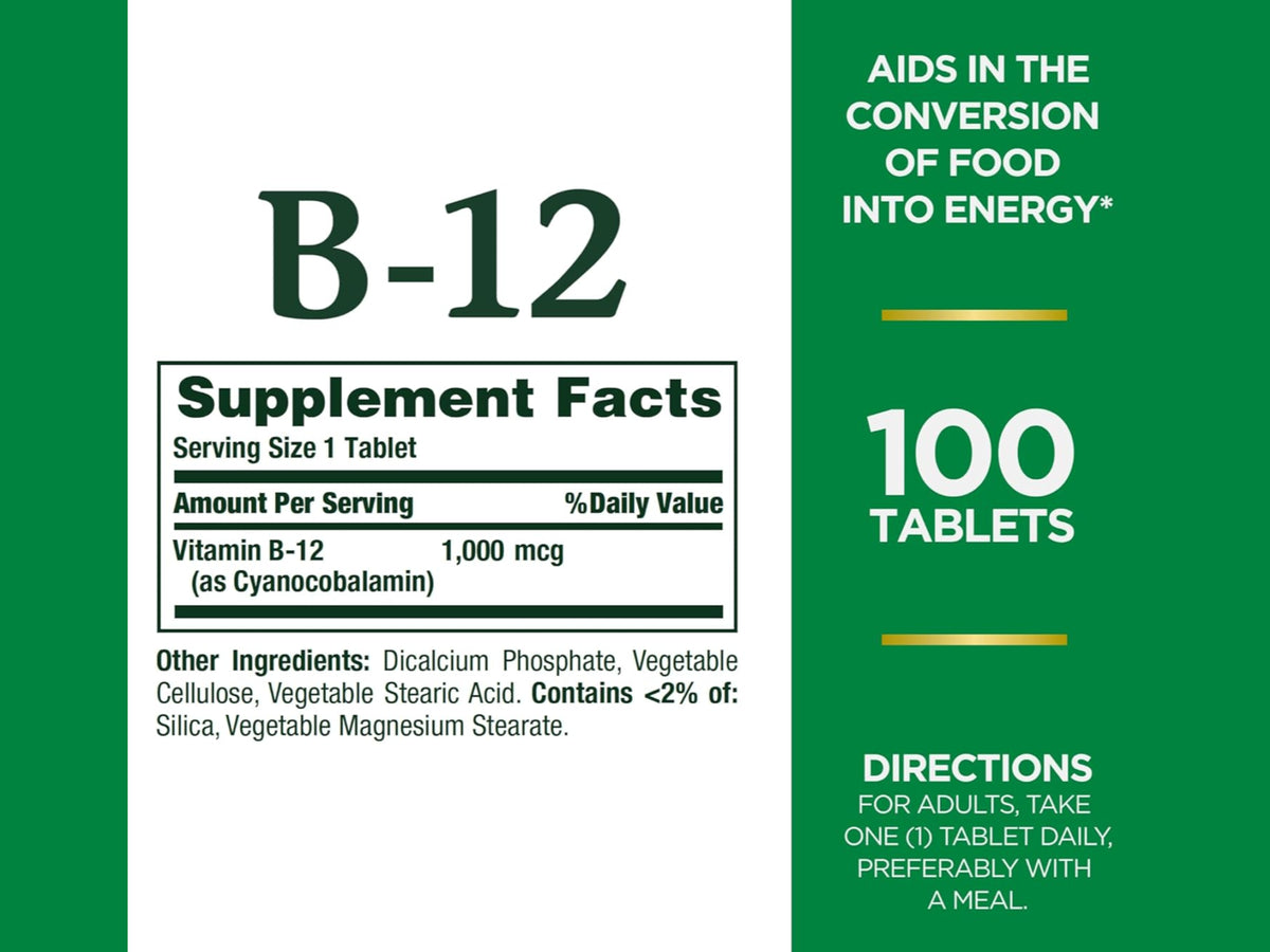 Nature’s Bounty Vitamin B12  1000 mcg 100 Tablets in Sri Lanka