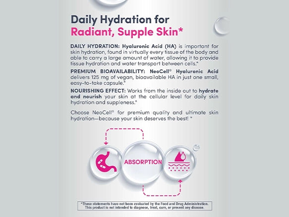 Neocell Hyaluronic Acid 125mg Daily Hydration 60 Vegan Capsules in Sri Lanka