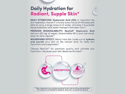 Neocell Hyaluronic Acid 125mg Daily Hydration 60 Vegan Capsules in Sri Lanka