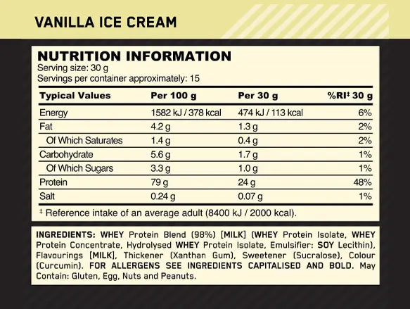 Optimum Nutrition Gold Standard 100% Whey Protein Powder Vanilla Ice Cream 450g in Sri Lanka