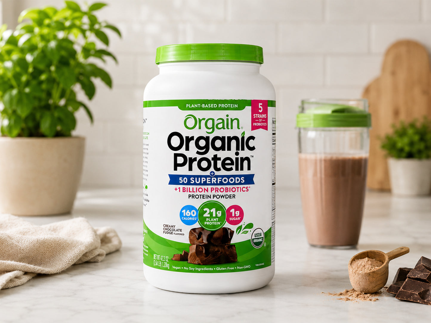 Orgain Organic Protein 50 Superfoods  Powder Creamy Chocolate Fudge Protein Powder 1.2kg (42.3oz)