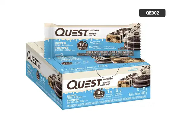 Quest Protein Bar Dipped Cookies &amp; Cream Flavor 12 Bars in Sri Lanka - supplementvault.lk