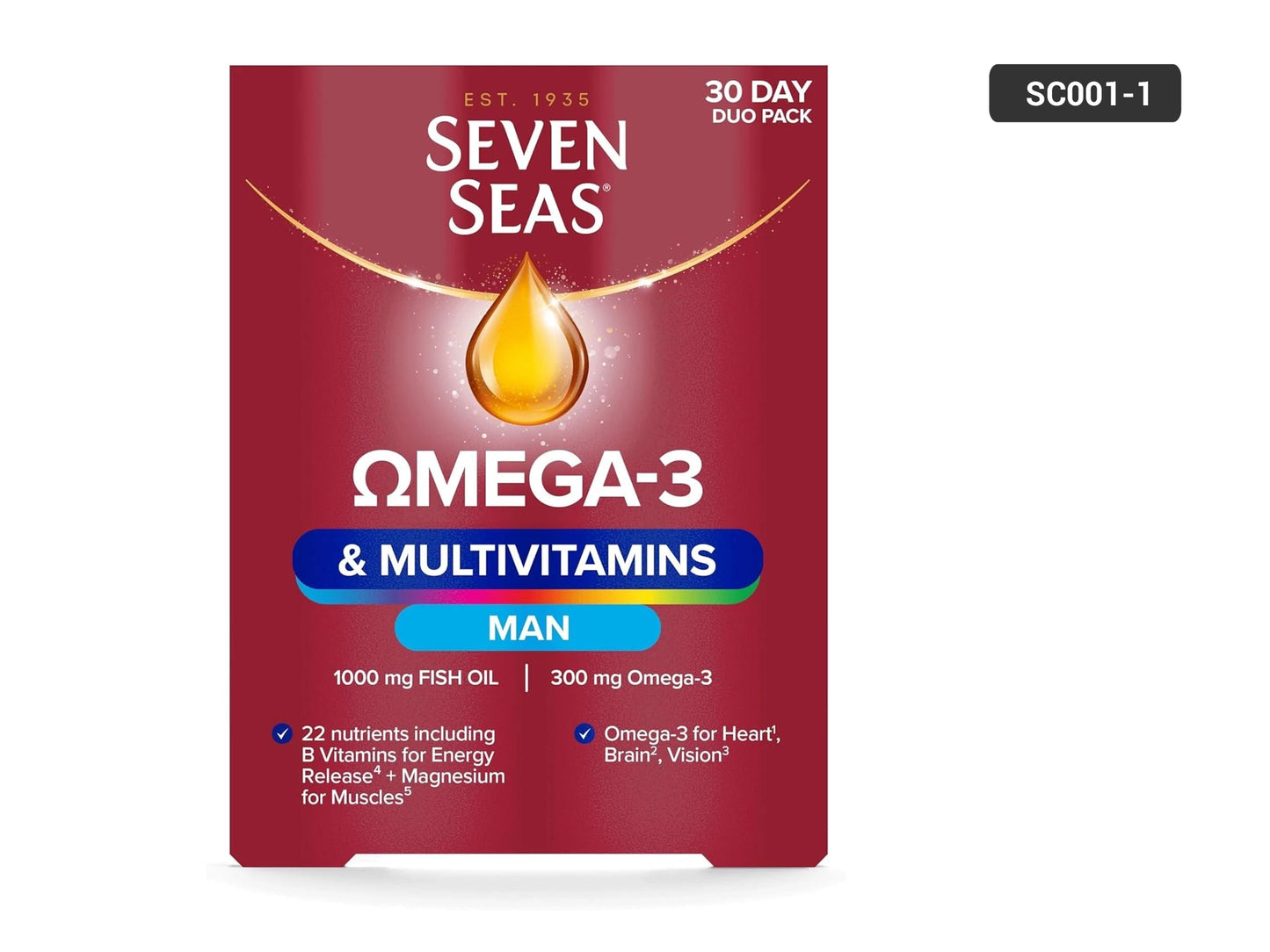 Seven Seas Omega-3 & Multivitamins Man 30 Capsules + 30 Tablets