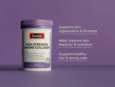 Swisse Beauty High Strength Marine Collagen with Retinol & Vitamin C in Sri Lanka Helps to Improve Skin Elasticity & Hydration and Supports Skin Firmness.