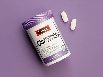 Swisse Beauty High Strength Marine Collagen with Retinol & Vitamin C in Sri Lanka Helps to Improve Skin Elasticity & Hydration and Supports Skin Firmness.