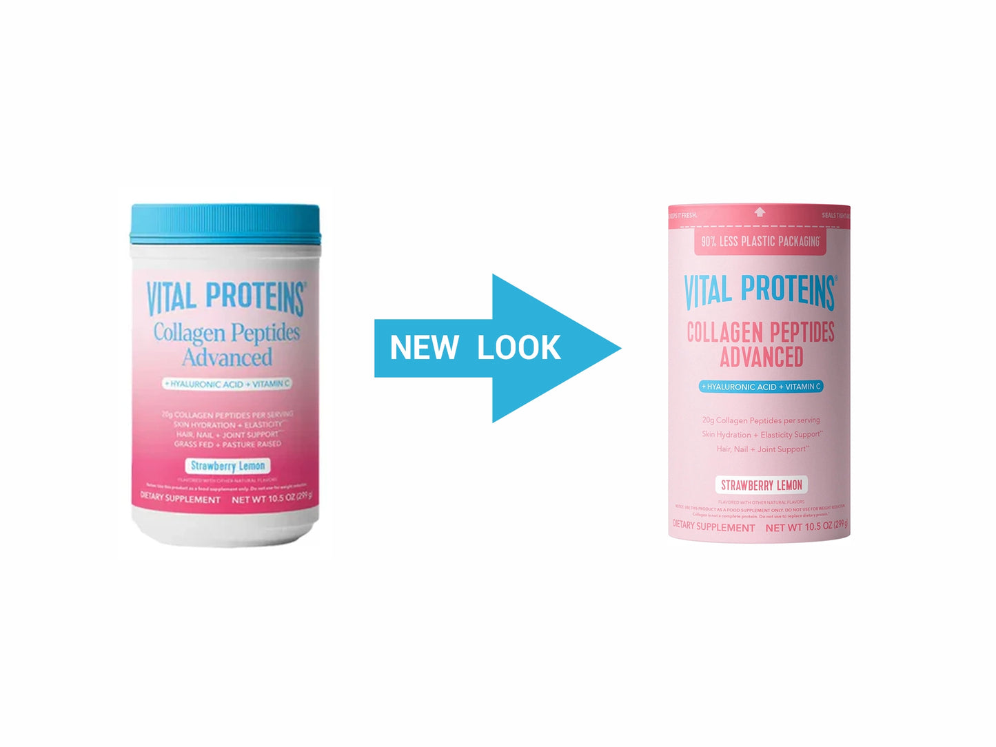 Vital Protein Collagen Peptides Advance Hyaluronic Acid + Vitamin C Strawberry Lemon 299g