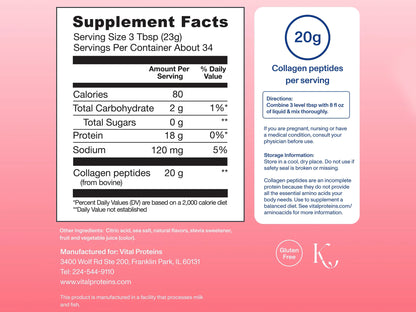 Vital Proteins Collagen Peptides Powder Strawberry Lemonade 782g (27.5oz)