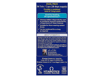 Visionace Plus 56 Tablets provides Omega-3, lutein and antioxidants needed for strong vision and healthy retinas.